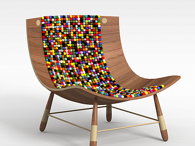 3d弧形木椅模型