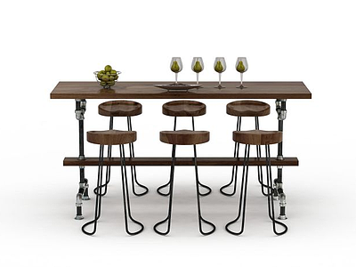 3d客厅餐桌椅模型