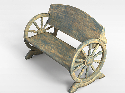 老式木制椅子模型3d模型