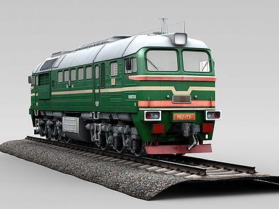 3d绿色火车头模型