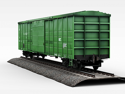 3d绿色火车车厢模型