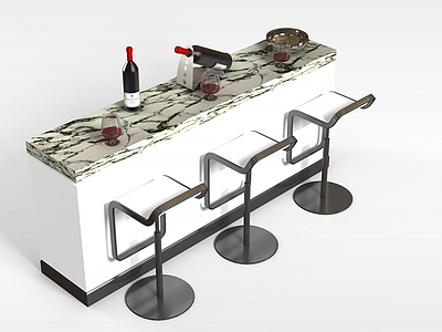 吧台桌椅组合模型3d模型