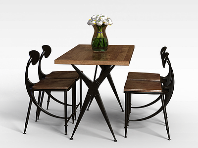 3d餐厅餐桌椅模型