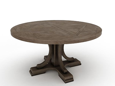 3d棕色圆桌模型