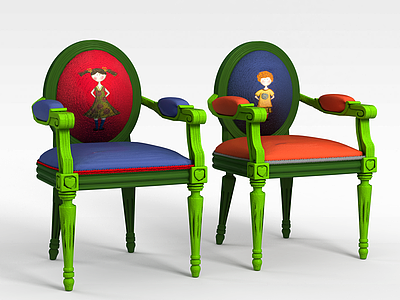 3d欧式儿童椅模型