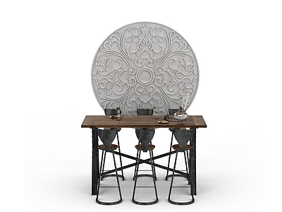 3d法式典雅桌椅模型