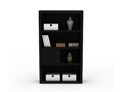 3d黑色书柜模型