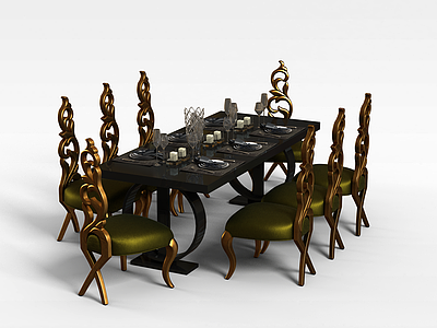 欧式桌椅模型3d模型