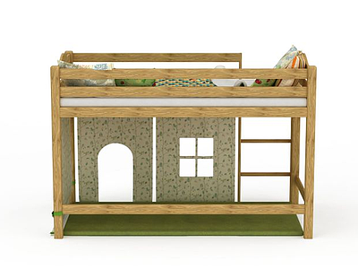 3d木质儿童床免费模型