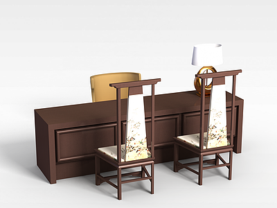 3d书房桌椅模型