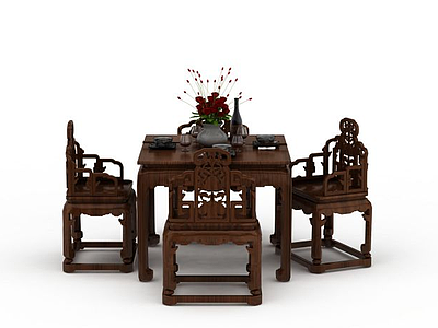 茶楼餐桌椅模型3d模型
