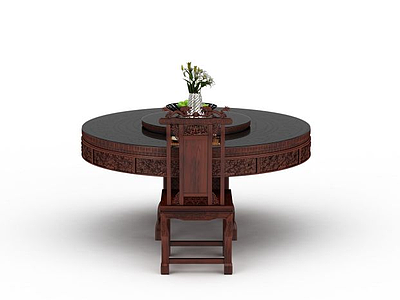 木质餐桌椅模型3d模型