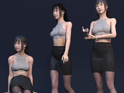 亚洲时尚性感职场美女模型3d模型