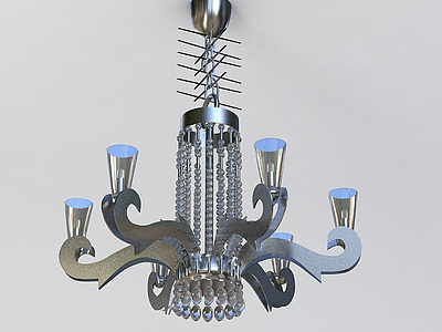 3d创意银质蜡烛吊灯免费模型