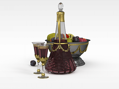外国玻璃酒杯模型3d模型