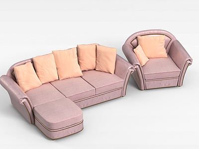 3d粉色沙发模型