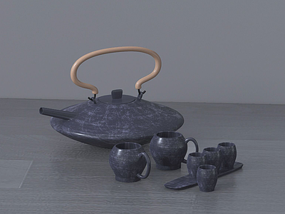 特色茶壶茶杯模型3d模型