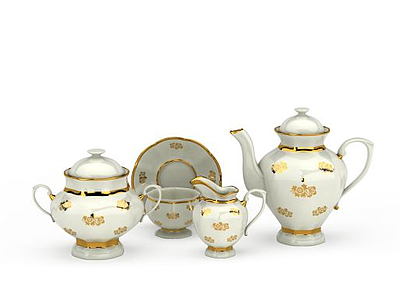 3d欧式花纹茶具模型