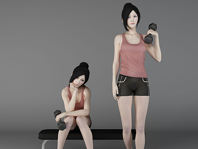 现代风格健身美女人物3d模型