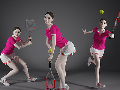现代风格网球美女人物模型3d模型