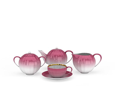 粉色不锈钢茶壶模型3d模型