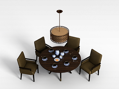 3d时尚餐桌椅模型
