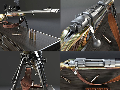3d现代狙击步枪子弹模型