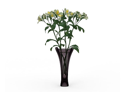 白色菊花花瓶模型3d模型