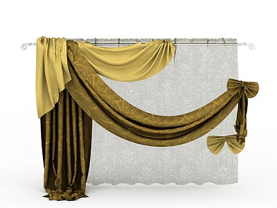 3d欧式客厅窗帘免费模型