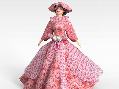 3d红裙娃娃模型