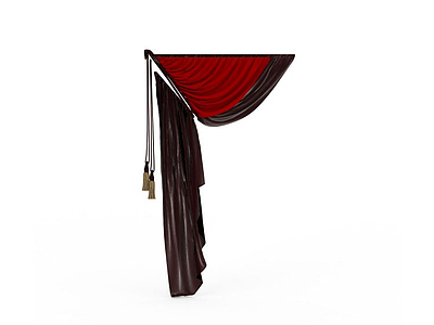 3d黑纱窗帘免费模型