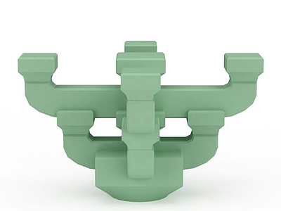 3d绿色斗拱模型