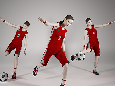 现代风格足球美女人物模型3d模型