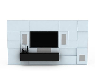 3d简约电视背景墙模型