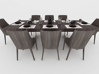 3d现代<font class='myIsRed'>多人餐桌</font>椅模型