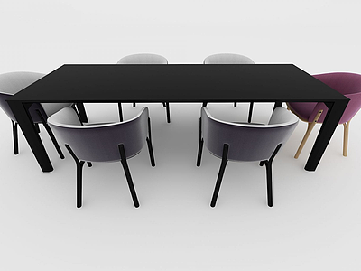 3d现代多人<font class='myIsRed'>餐桌</font>椅模型