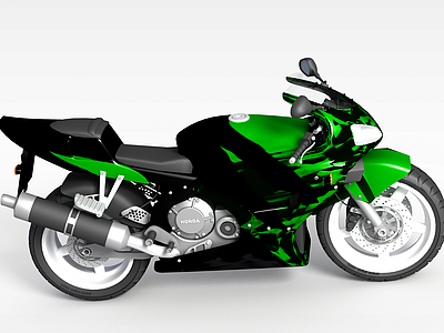 绿色摩托车模型3d模型