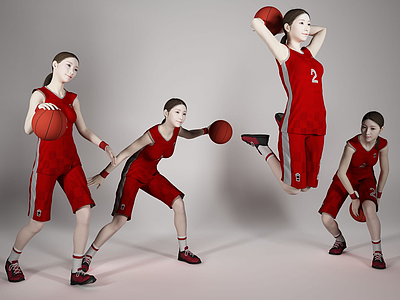 3d现代风格篮球美女人物模型