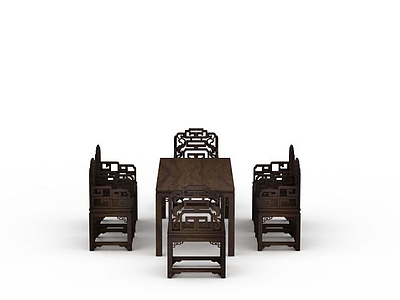 复古桌椅模型3d模型