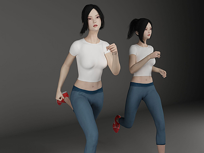 3d现代风格跑步美女人物模型