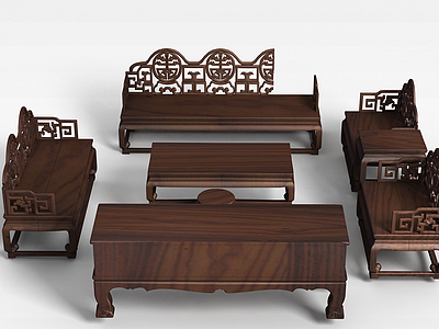 中式家具组合模型3d模型