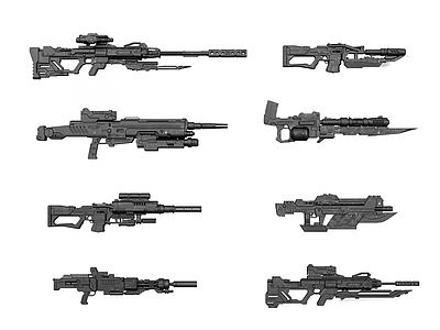 3d现代科幻枪支冲锋枪武器模型
