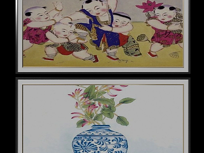 3d中国风装饰画模型