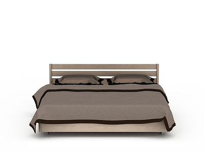 3d木质双人床免费模型