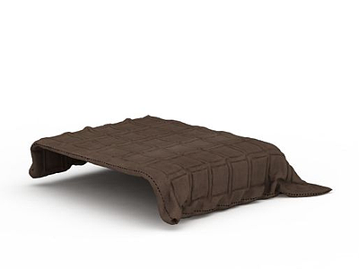 3d咖啡色双人床免费模型