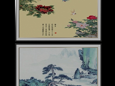 中国风装饰画模型3d模型
