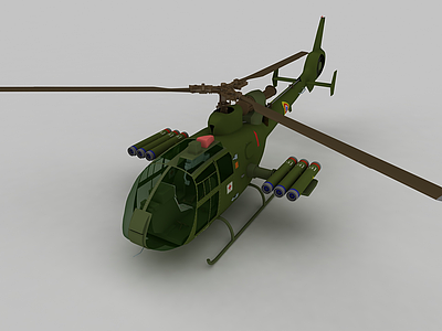 3dGAZELLE直升战斗机模型