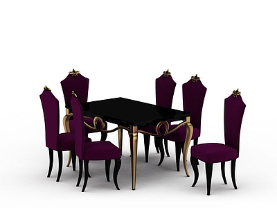 3d时尚紫色桌椅免费模型