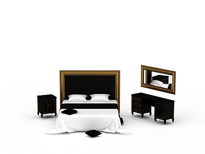 3d酒店双人床免费模型