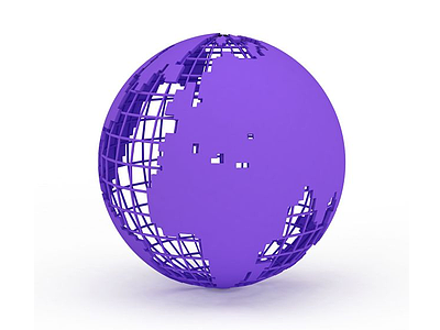 3d紫色地球儀模型